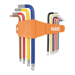 Powder Coated Long Ball-End Hex Key Set, SAE, 10-Piece