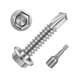 #10 x 1-1/4 in. Stainless Steel Hex Head Self-Drilling Sheet Metal Screws