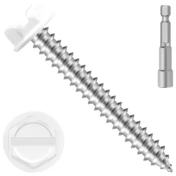 #8 x 2 Slotted Hex Washer Head Self Tapping Screws, White Painted Self Piercing Gutter Screws, Zinc Plated Finish, 1/4 in. Hex Driver Included, 100 PCS