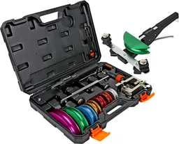 Pipe Tube Bender Set, Reverse Adapters, for 1/4 in. to 7/8 in. O.D | 90° ratcheting tubing bender kit, with 7 multi-color aluminum heads for HVAC, air condition and heating repair