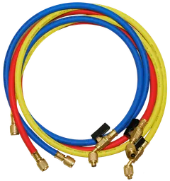 5 ft. Red, Yellow, Blue Refrigerant Hose, 1/4″-1/4″ in, Ball valve