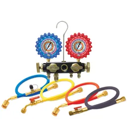2-Valve Aluminum Manifold Gauge Set with 5 ft. Hoses and Ball Valve Hoses