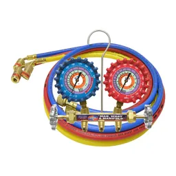 2-Valve Brass Manifold Gauge Set with 5 ft. Soft Magic Hoses