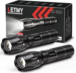 Waterproof Tactical LED Flashlight 2-Piece Set