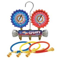 2-Valve Aluminum Manifold Gauge Set with 5 ft. Anti-Blowback EZ Turn Hoses