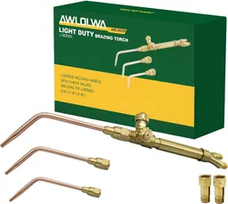Ligth Duty Brazing Series Torch Kit, A Size "J" Torch Handle, Welding Tips, With Check Valves, 3/8 in.-24 (Type "A") Hose Fittings